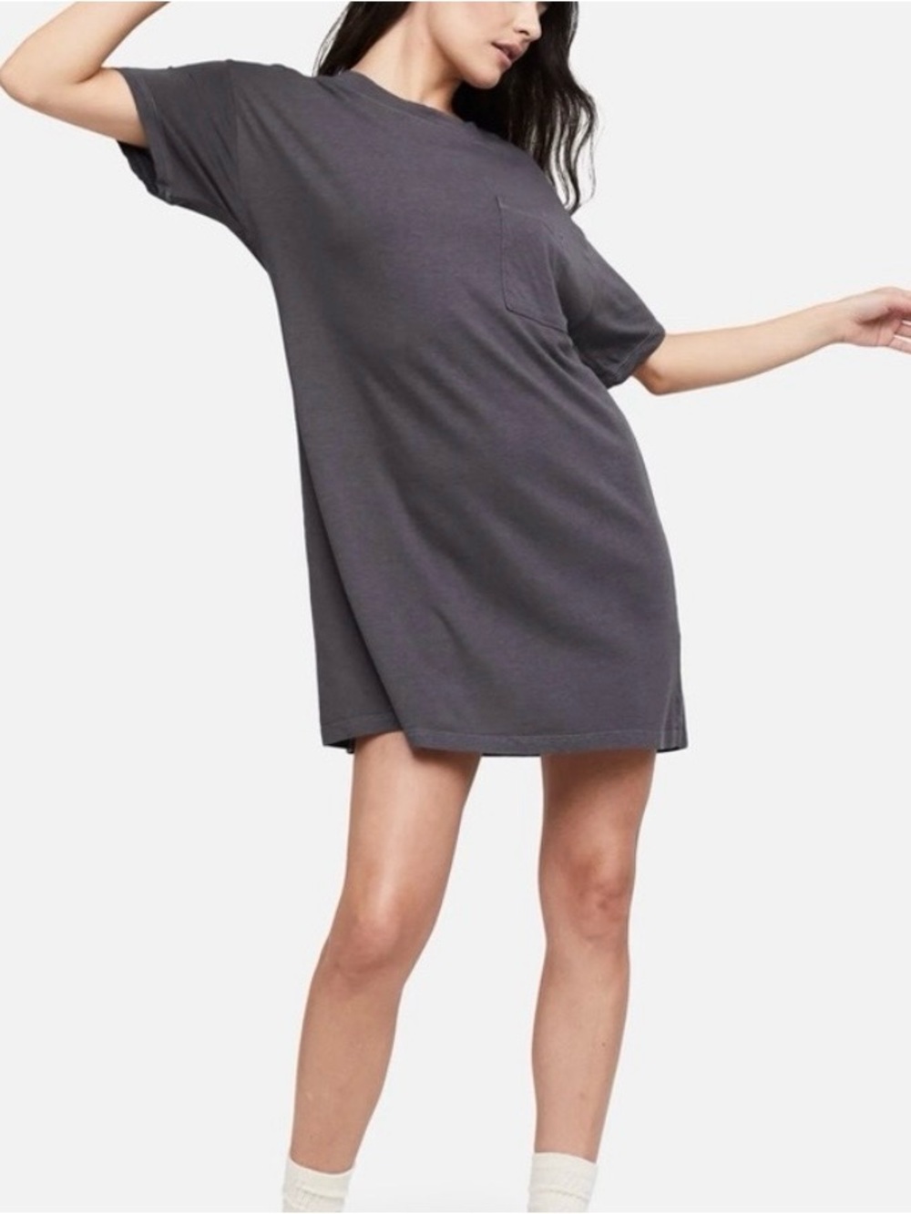 MATE the Label Sleep Shirt M Charcoal Gray Tencel Cotton Pajama Top Loungewear
